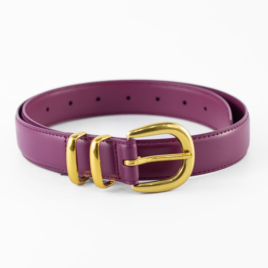 CINTURON CUERO CLASICO DOBLE PASADOR MUJER FUCSIA MAILEA - 1