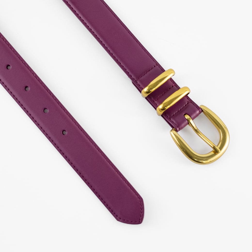 CINTURON CUERO CLASICO DOBLE PASADOR MUJER FUCSIA MAILEA - 3