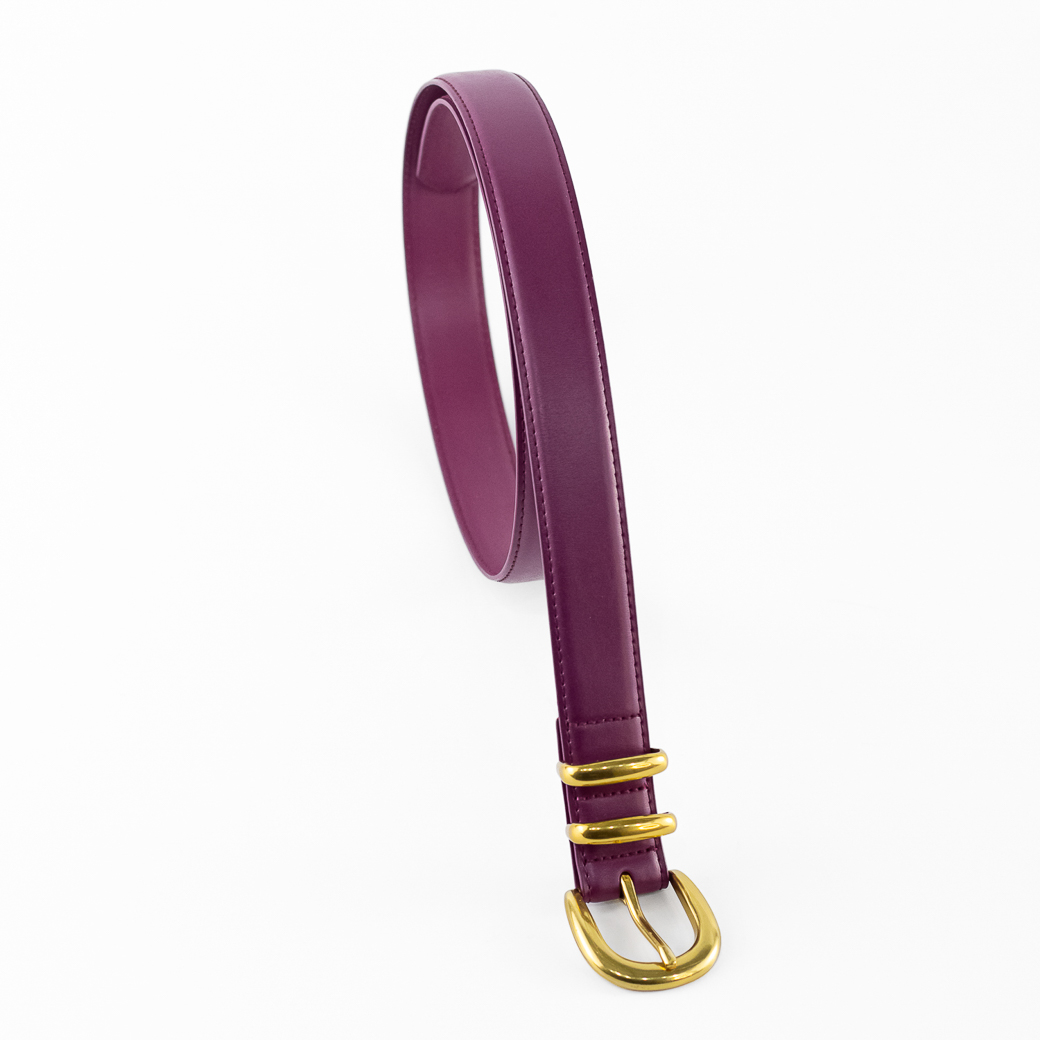 CINTURON CUERO CLASICO DOBLE PASADOR MUJER FUCSIA MAILEA - 4