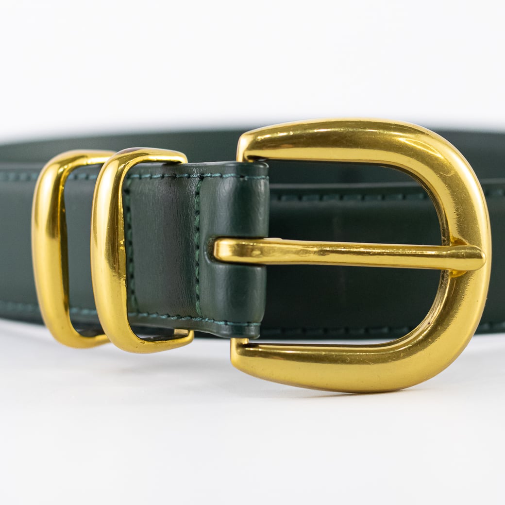 CINTURON CUERO CLASICO DOBLE PASADOR MUJER VERDE MAILEA - 2