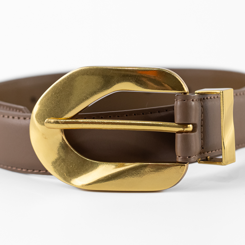 CINTURON CUERO DELGADO HEBILLA METAL MUJER TAUPE MAILEA - 2
