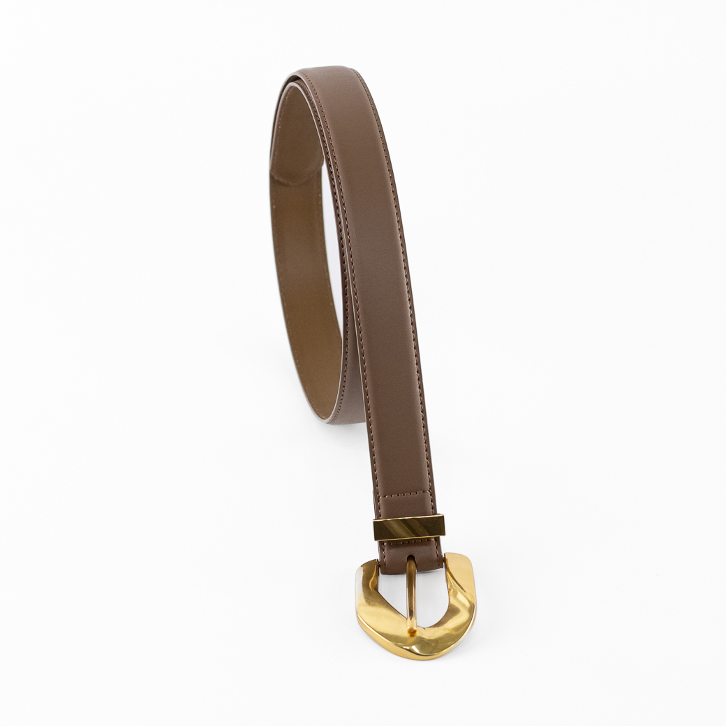 CINTURON CUERO DELGADO HEBILLA METAL MUJER TAUPE MAILEA - 4