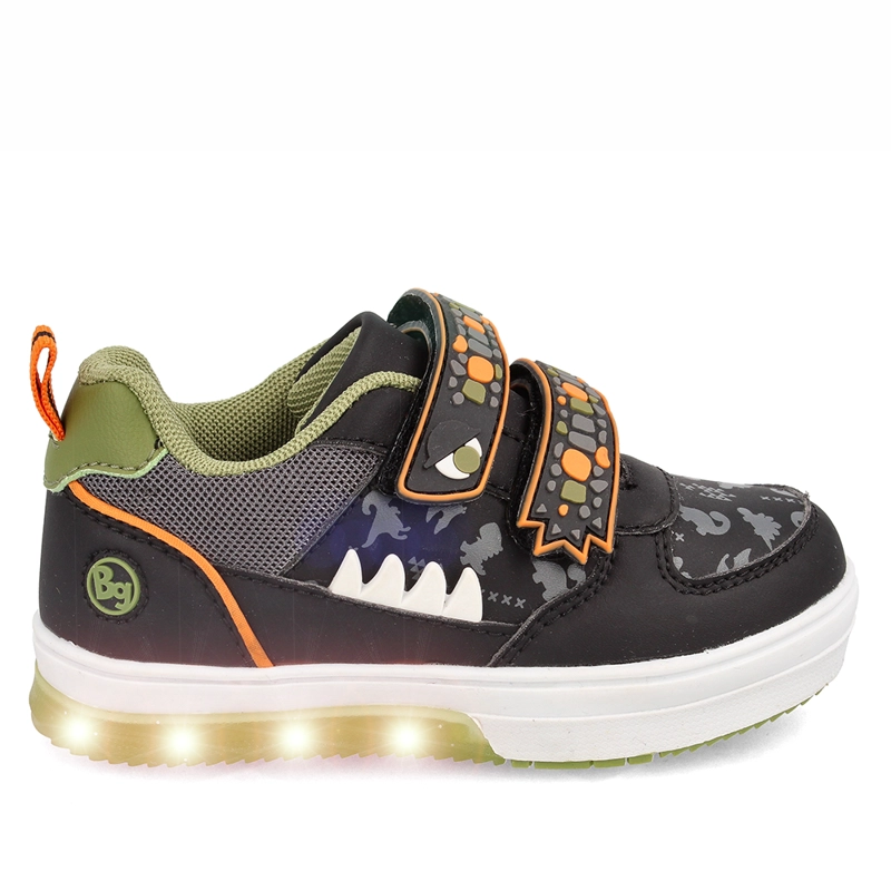 ZAPATILLA NIÑO BUBBLEGUMMERS LUCES NEON NEGRO-NARANJA - 8
