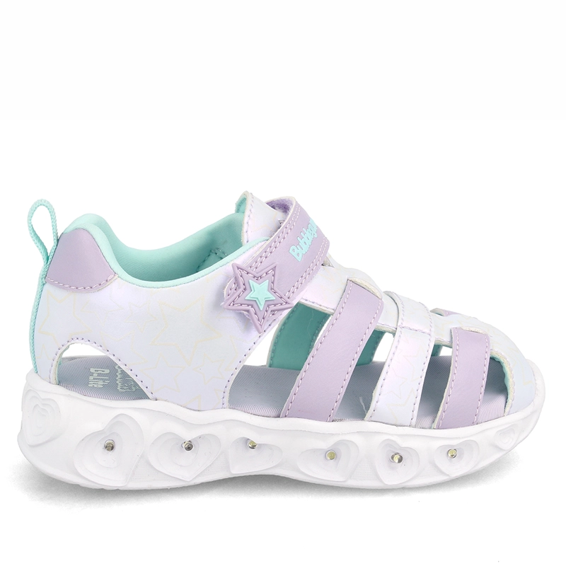 SANDALIA NIÑA BUBBLEGUMMERS LILA HEART LIGHT - 1
