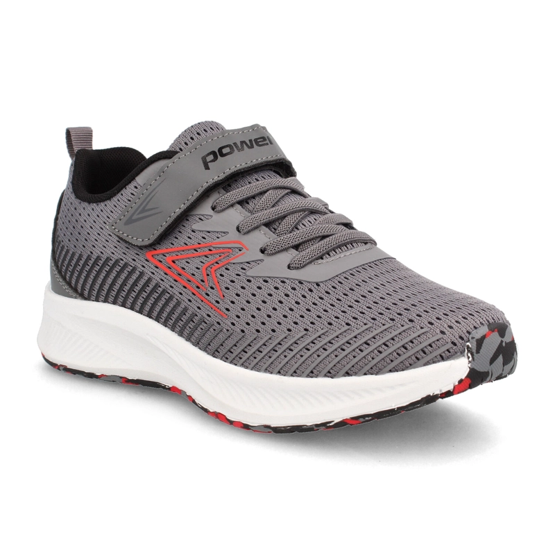 ZAPATILLA NIÑO POWER SPRING GRIS - ROJO - 2
