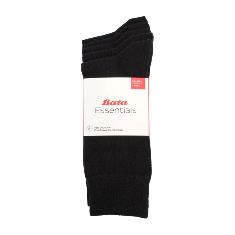 CALCETINES HOMBRE BATA PACK 5 CREW BLACK NEGRO - 1