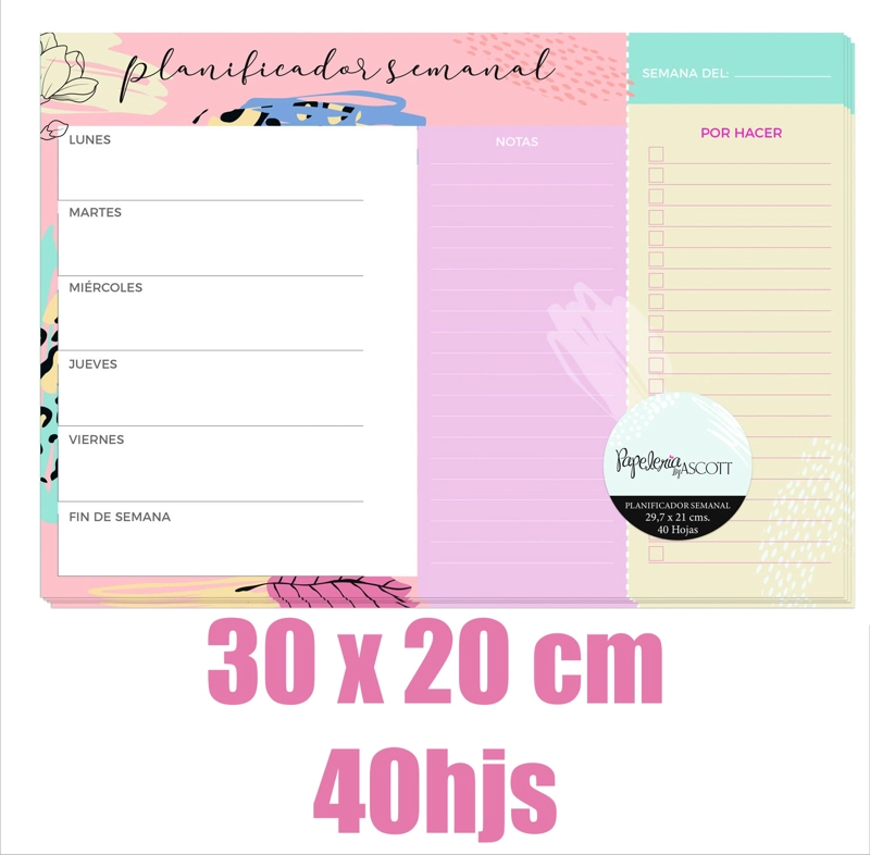 CALENDARIO AGENDA PLANIFICADOR SEMANAL ASCOTT 40HJ 29,7X21CM. - 3