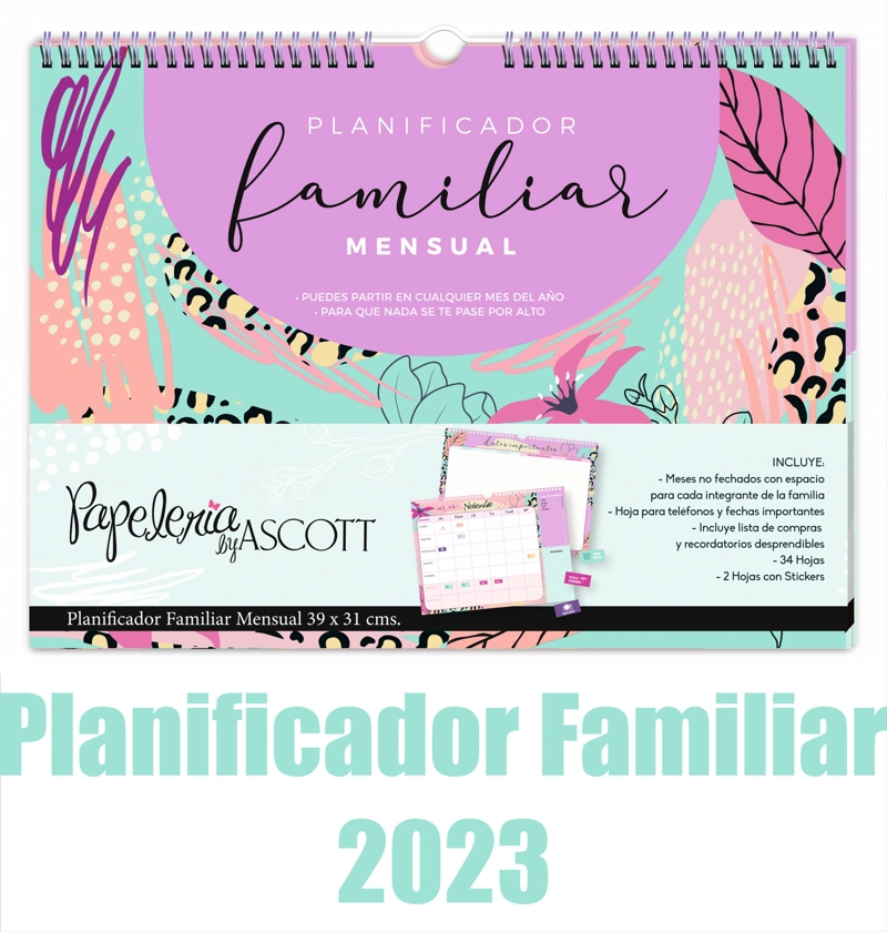 CALENDARIO AGENDA PLANIFICADOR FAMILIAR MES C/LAPIZ 34H 39X31CM. - 1
