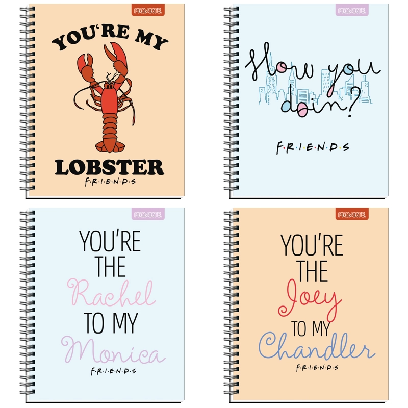 PACK X 10 CUADERNOS UNIVERSITARIOS FOXLIMITADA F*R*I*E*N*D*S HJ 7MM MIX TAMAÑO A4 - 2