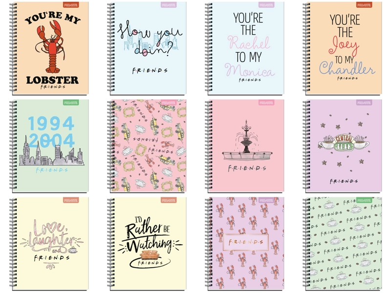 PACK X 5 CUADERNOS UNIVERSITARIOS FOXLIMITADA F*R*I*E*N*D*S 100 HOJAS 7MM MIX TAMAÑO A4 - 1