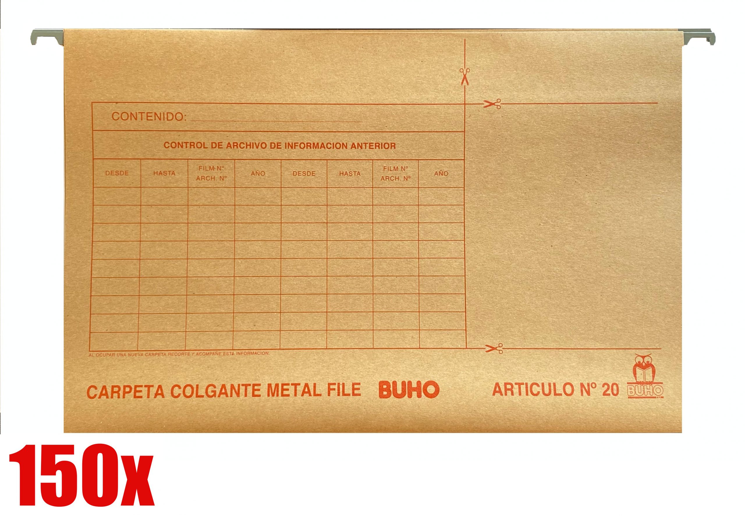 CARPETA COLGANTE BUHO BARRA METALICA PARA ARCHIVADOR 150UNI - 1