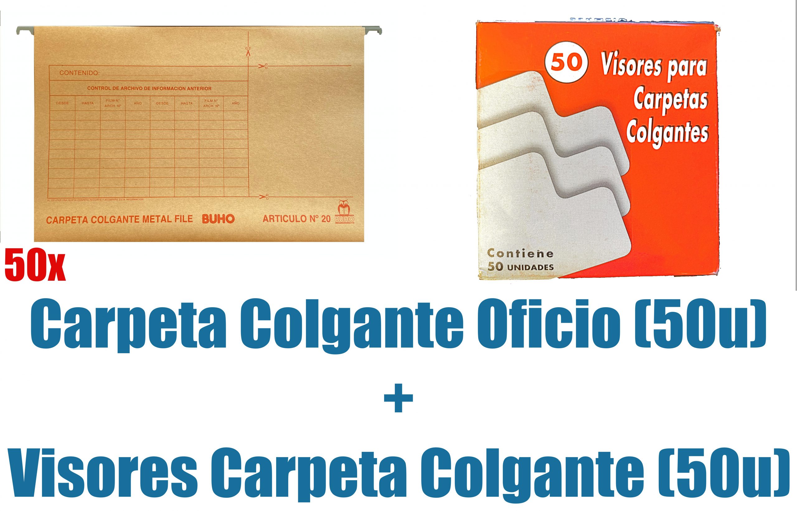 CARPETA COLGANTE BUHO BARRA METALICA 50UNI + CAJA 50 VISORES - 1