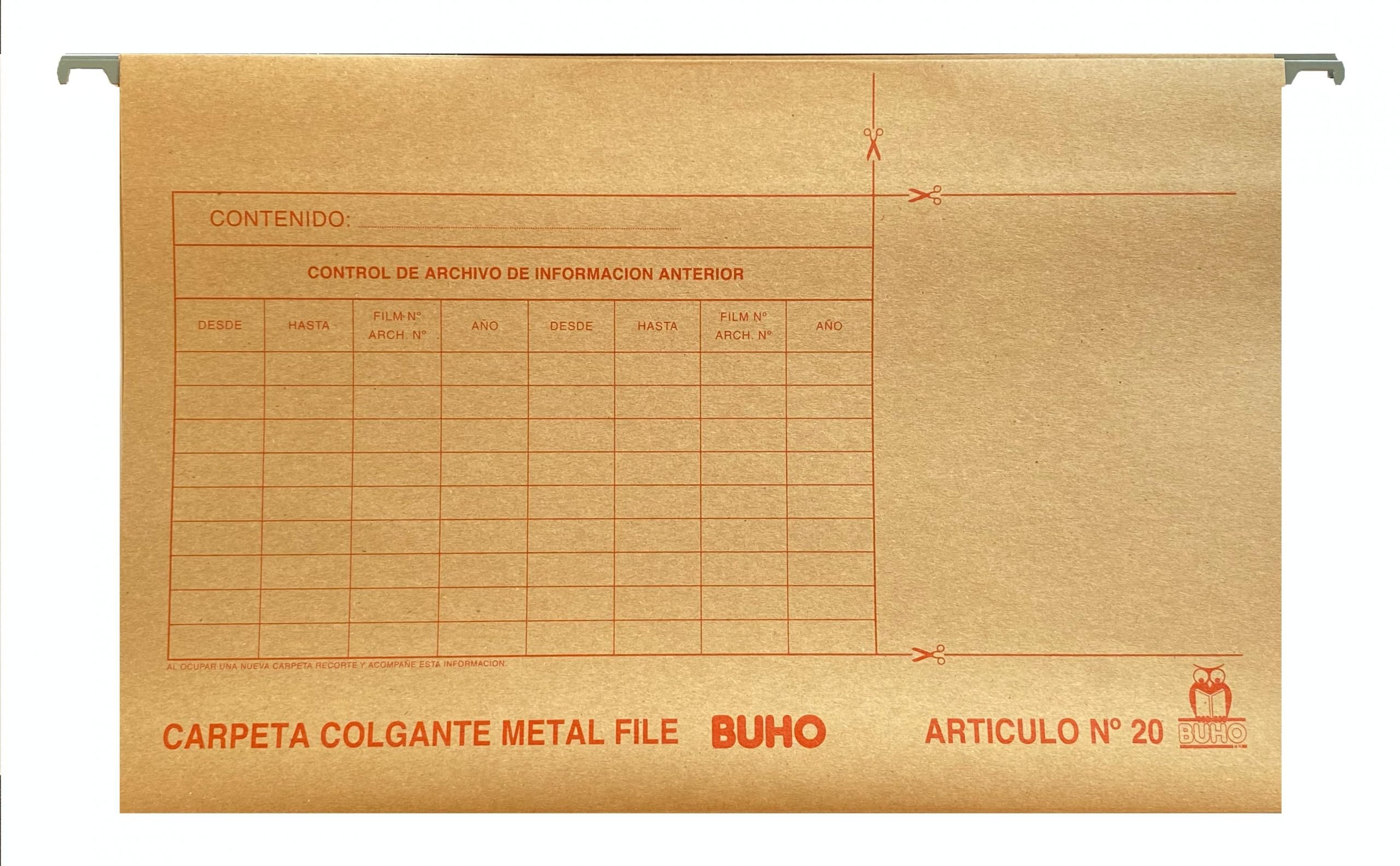 CARPETA COLGANTE BUHO BARRA METALICA 50UNI + CAJA 50 VISORES - 2