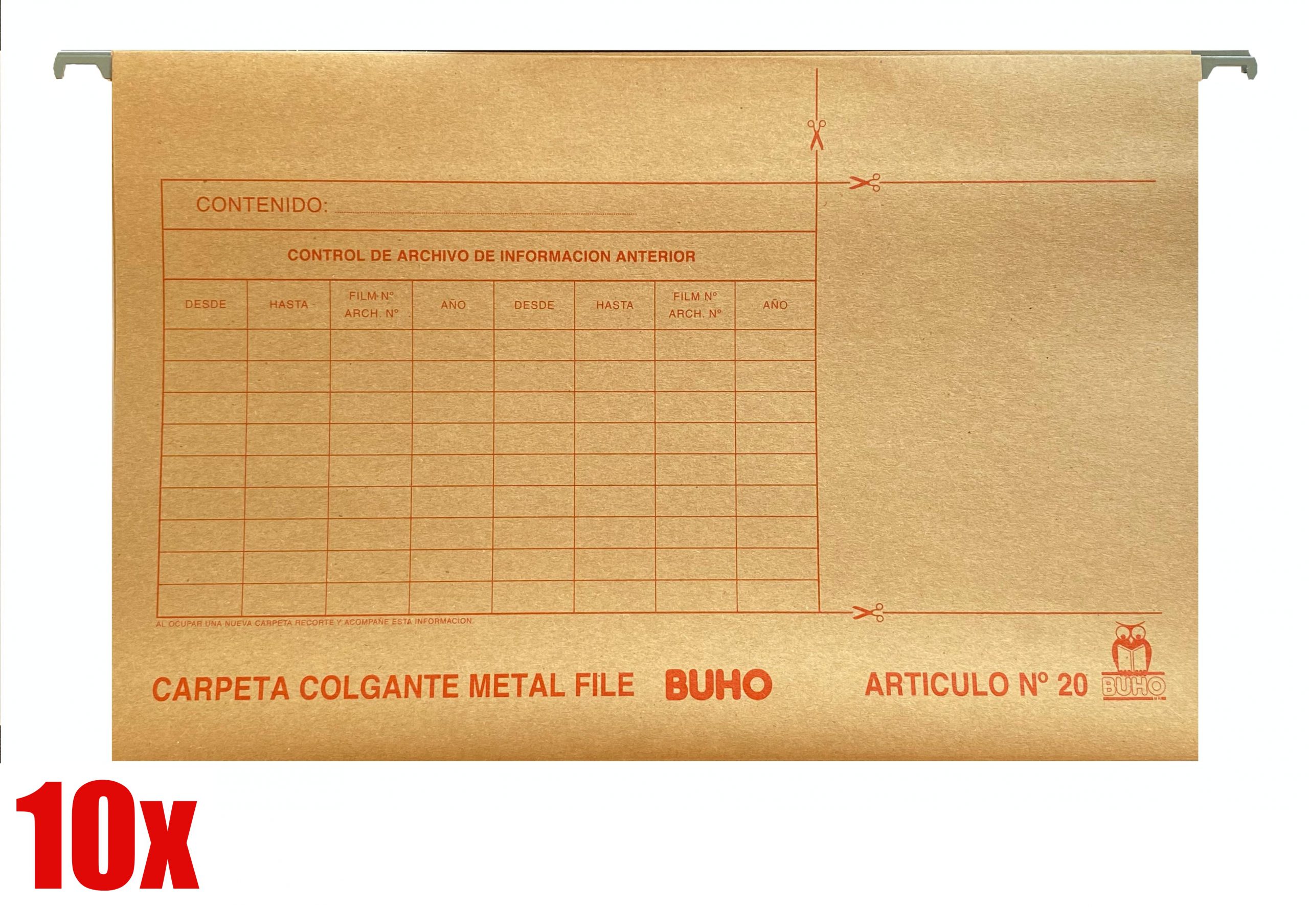 CARPETA COLGANTE BUHO BARRA METALICA 10UNI - 1