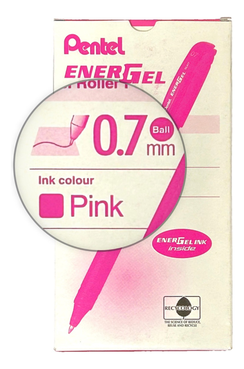 LÁPIZ GEL PENTEL ROLLER ENERGEL MAKKURO 07MM ROSADO 12UN - 2