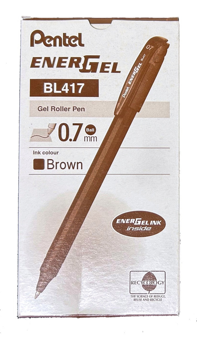 LÁPIZ GEL PENTEL ROLLER ENERGEL MAKKURO 07MM CAFÉ 12UNI - 1