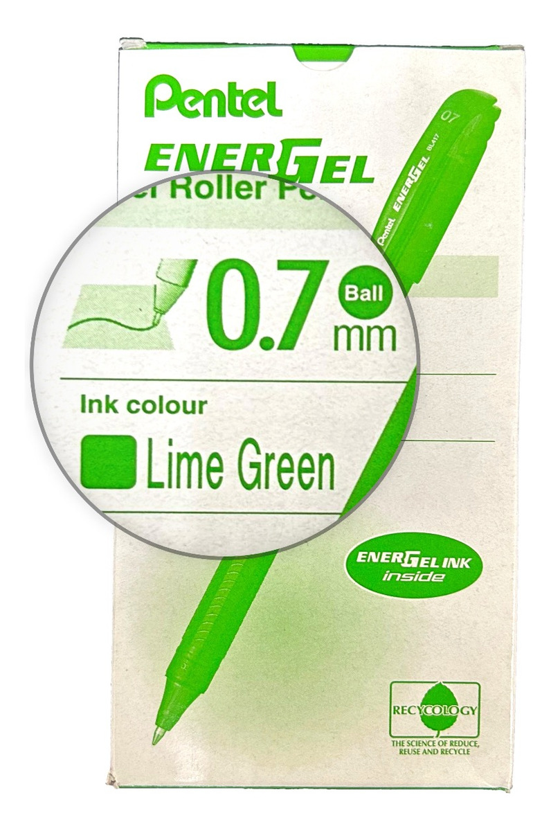 LÁPIZ GEL PENTEL ROLLER ENERGEL MAKKURO 07MM VERDECLARO 12U - 2
