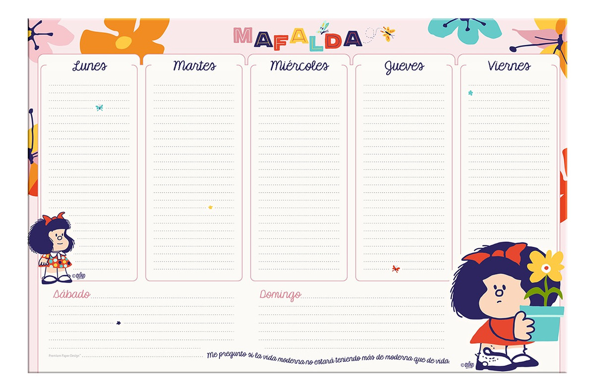 PLANNER PREMIUM PAPER PLANIFICADOR CALENDARIO NO FECHADO SUPER LUJO MAFALDA - 1