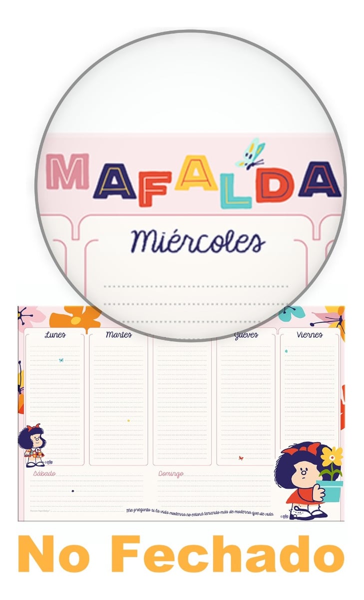 PLANNER PREMIUM PAPER PLANIFICADOR CALENDARIO NO FECHADO SUPER LUJO MAFALDA - 2