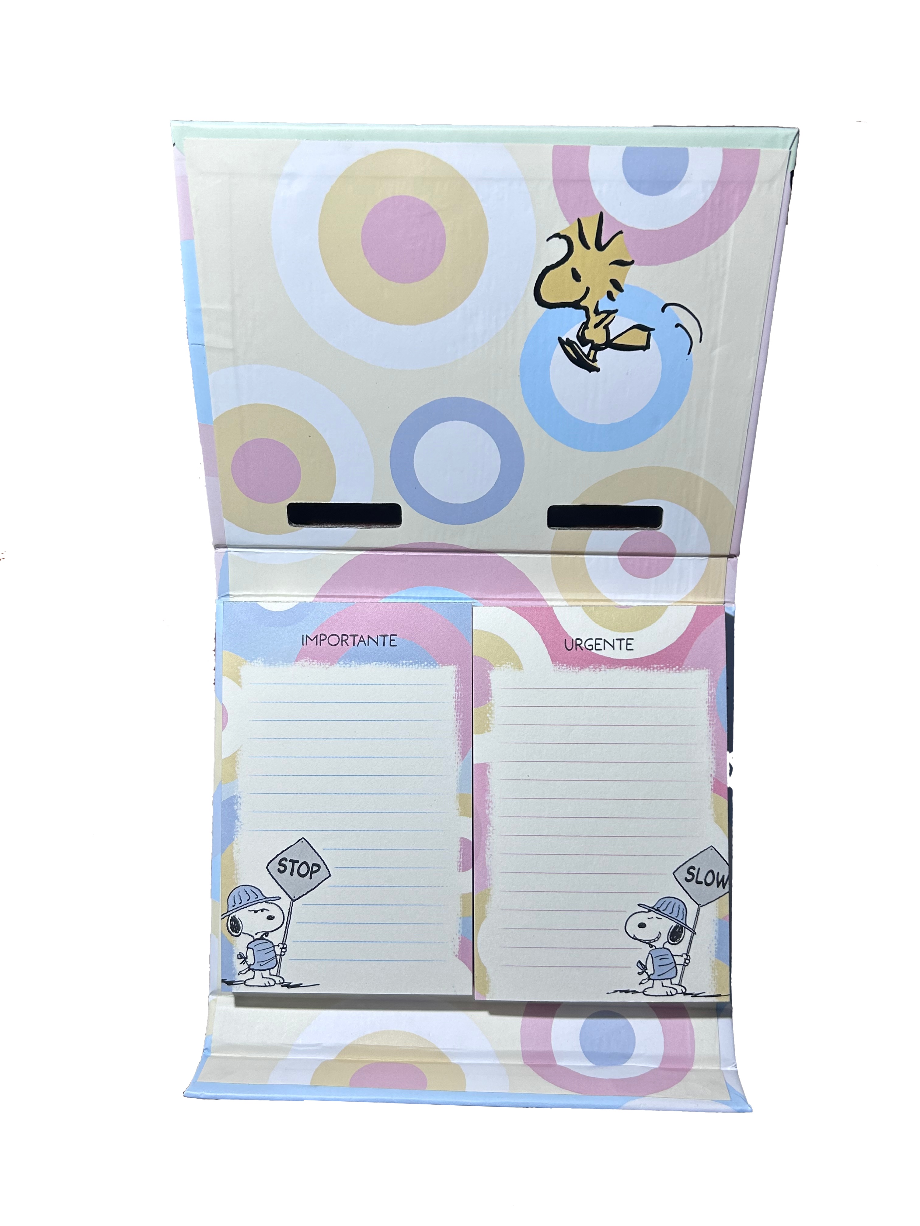 CAJA LUJO PREMIUM PAPER NOTAS ADHESIVAS SNOOPY PASTEL IMPORTANTE URGENTE - 1