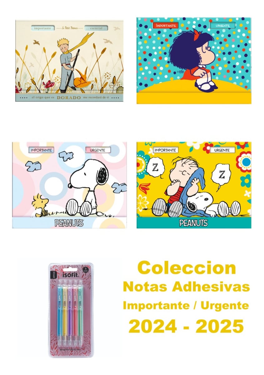 CAJA LUJO PREMIUM PAPER NOTAS ADHESIVAS SNOOPY PASTEL IMPORTANTE URGENTE - 5