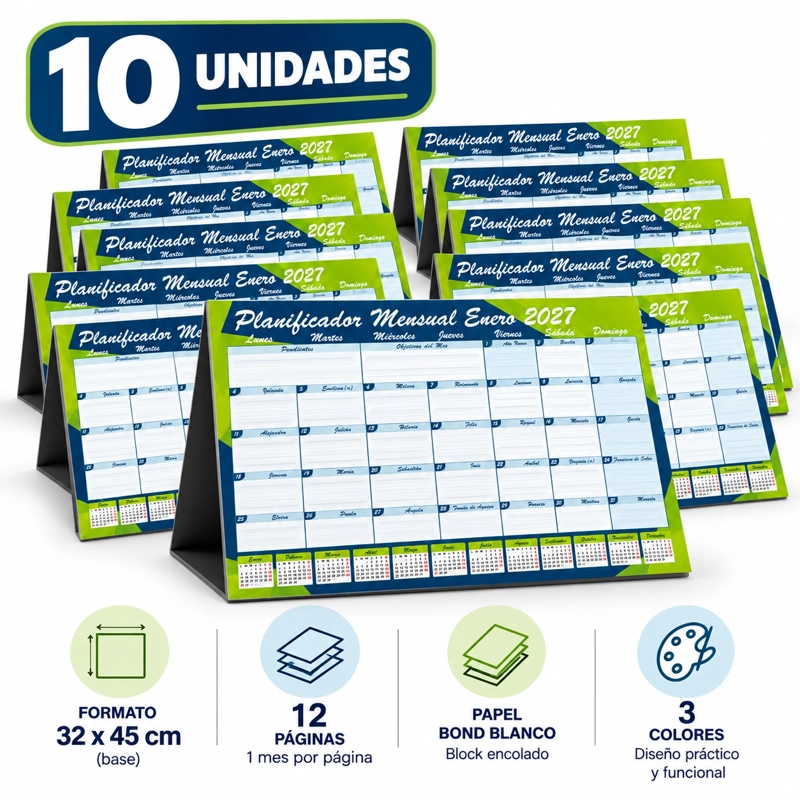 PLANNER BUHO CALENDARIO AGENDA MENSUAL DE ESCRITORIO TRABAJO 2027 - 10U - 2