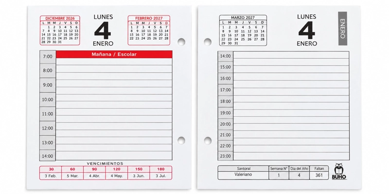 Agenda Taco Calendario Escritorio 2027 - Calendario Ural - 2