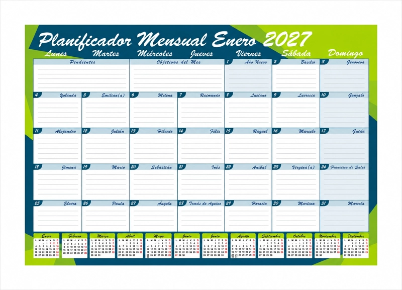 PLANNER BUHO CALENDARIO AGENDA MENSUAL DE ESCRITORIO TRABAJO - 1