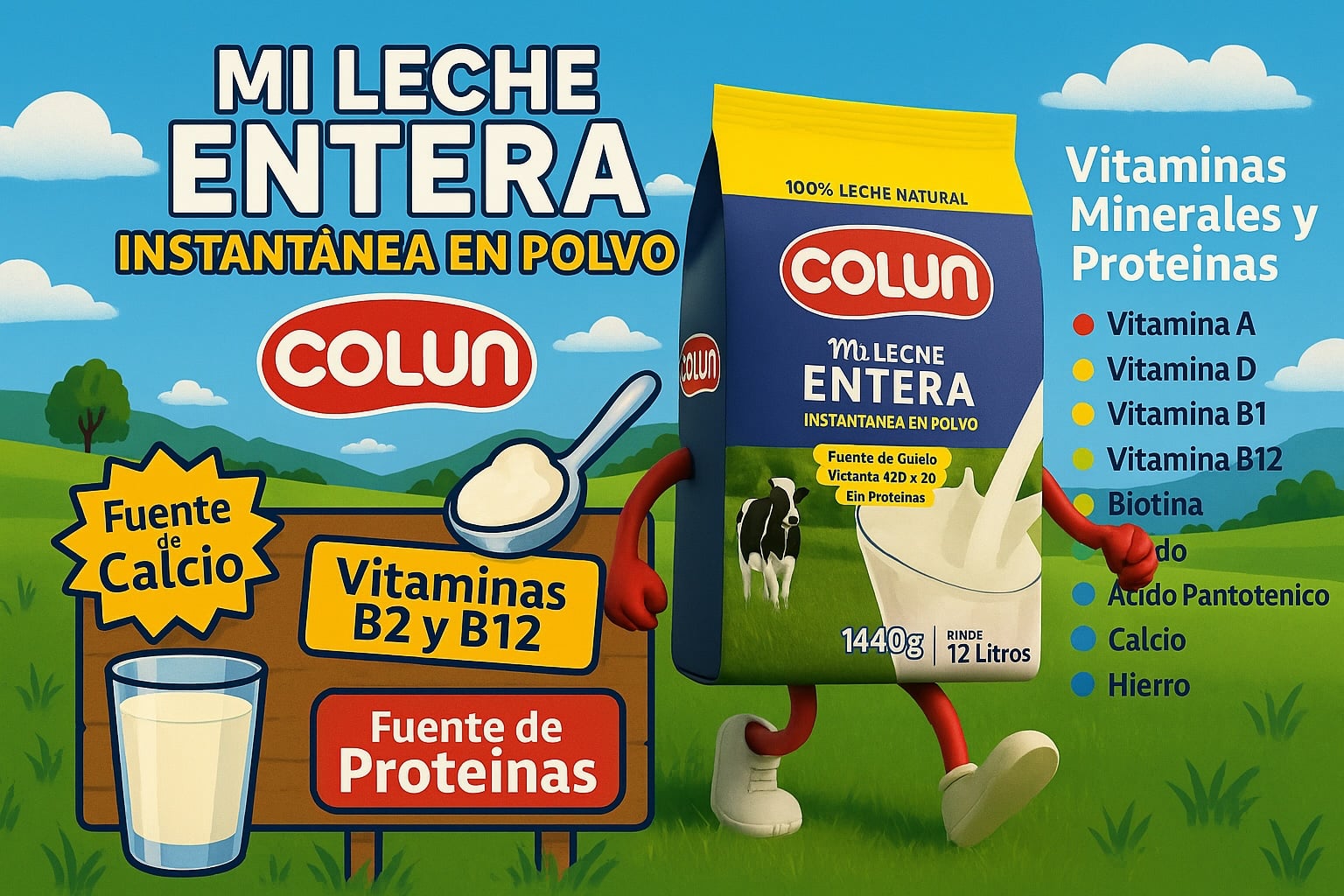 LECHE EN POLVO ENTERA COLUN 1.44 KG | RINDE 12 LITROS - 2
