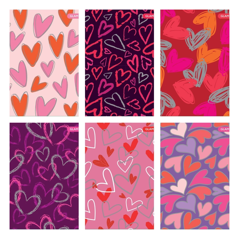 CUADERNO GLAMTEX UNIVESITARIO TAPA EXTRA DURA 100H 7MM CORAZONES 6U - 1