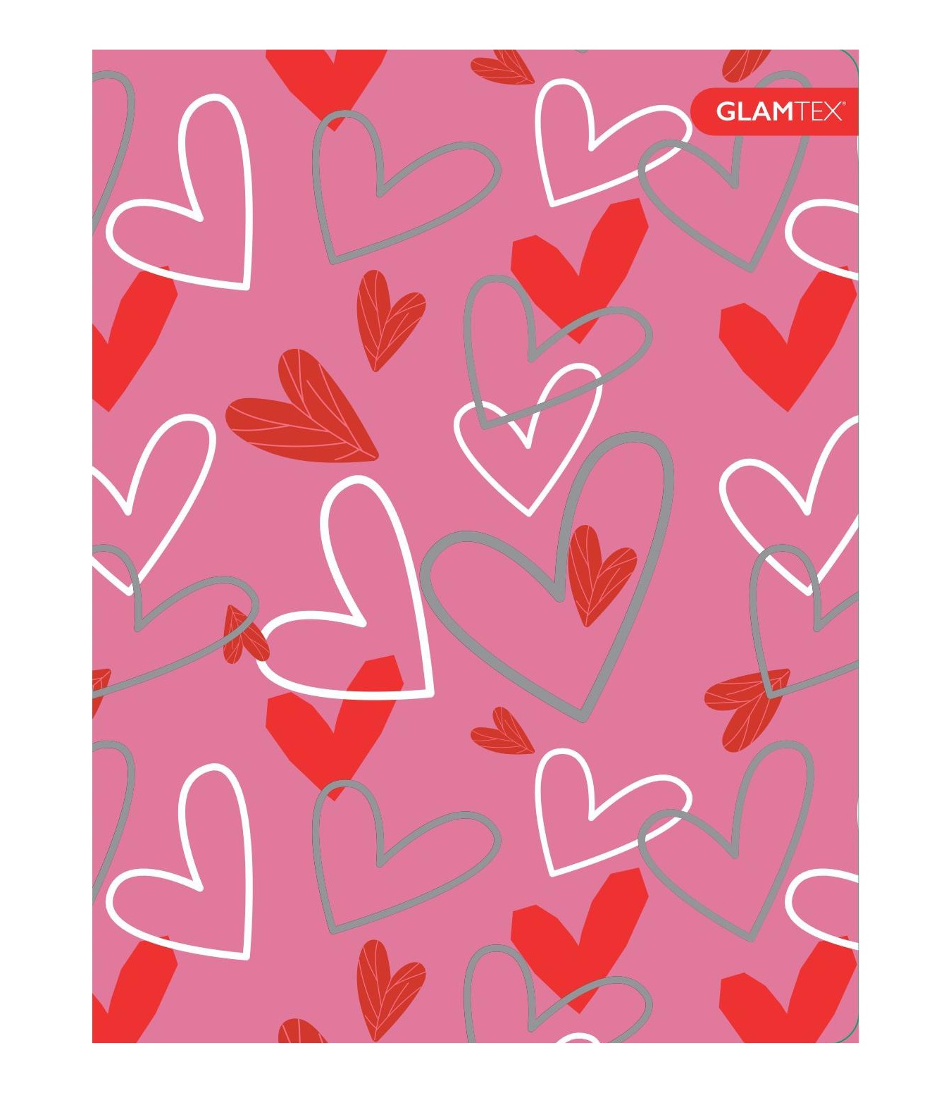 CUADERNO GLAMTEX UNIVESITARIO TAPA EXTRA DURA 100H 7MM CORAZONES 6U - 7