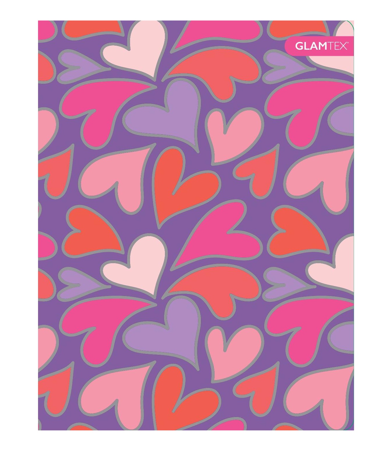 CUADERNO GLAMTEX UNIVESITARIO TAPA EXTRA DURA 100H 7MM CORAZONES 6U - 8
