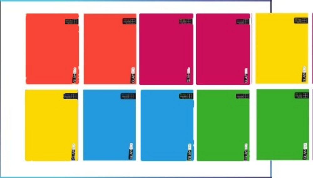 CUADERNO GLAMTEX COLLEGE 80H CAL. HORIZ. LISO COLORS 10U - 1