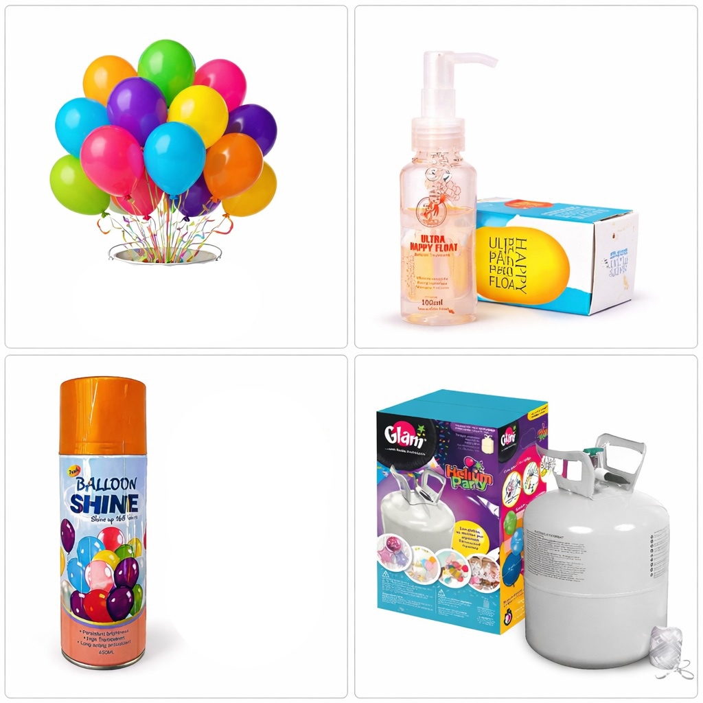KIT GLOBOS GLAM + BALON HELIO + SELLADOR Y ABRILLANTADOR - 1