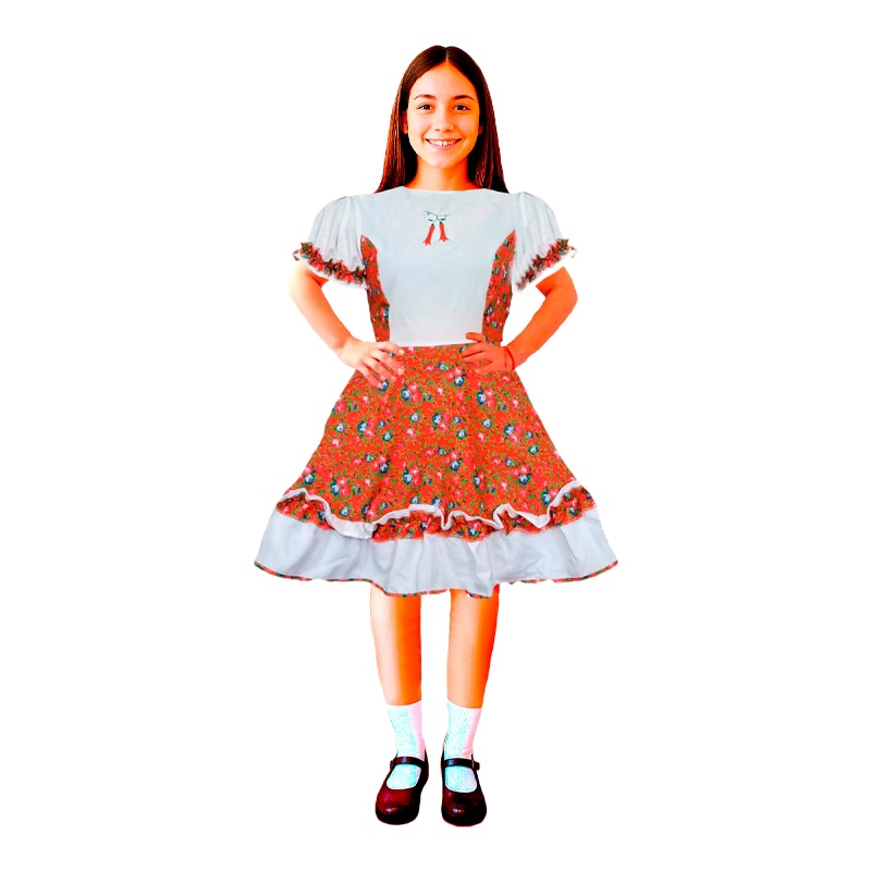 TRAJE HUASA NIÑA FLORES ROJAS GLAM VARIAS TALLAS - 1