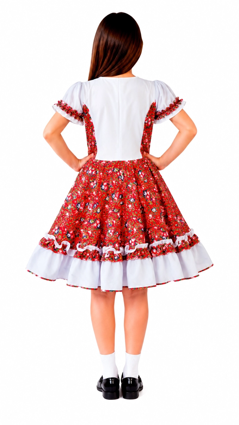 TRAJE HUASA NIÑA FLORES ROJAS GLAM VARIAS TALLAS - 2