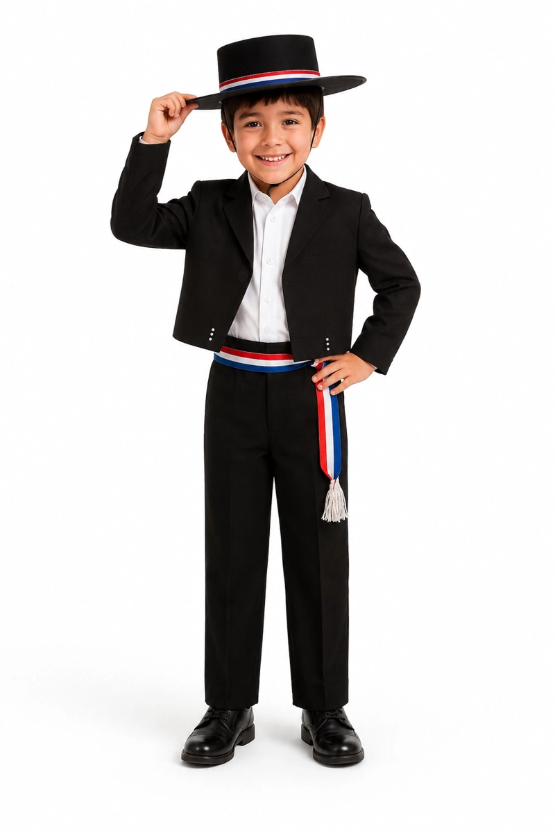 TRAJE HUASO NIÑO GLAM PACK C/SOMBRERO VARIAS TALLAS - 1