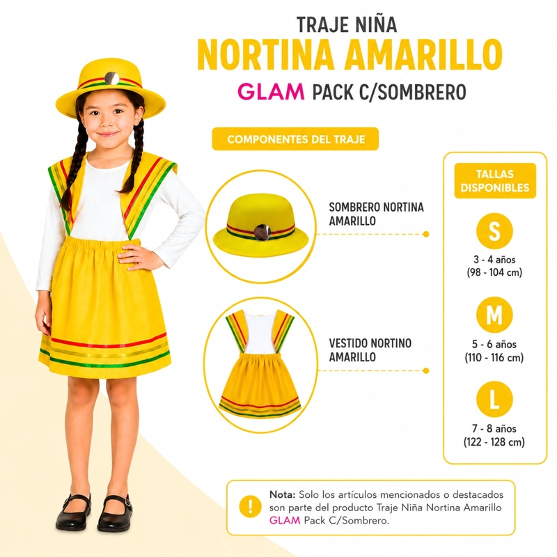 TRAJE NIÑA NORTINA AMARILLO GLAM PACK C/SOMBRERO - 4