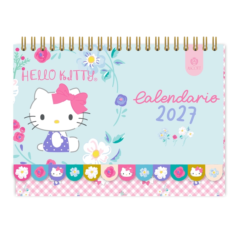 CALENDARIO ASCOTT HELLO KITTY FLORAL CELESTE 2027 21X12 CM - 1