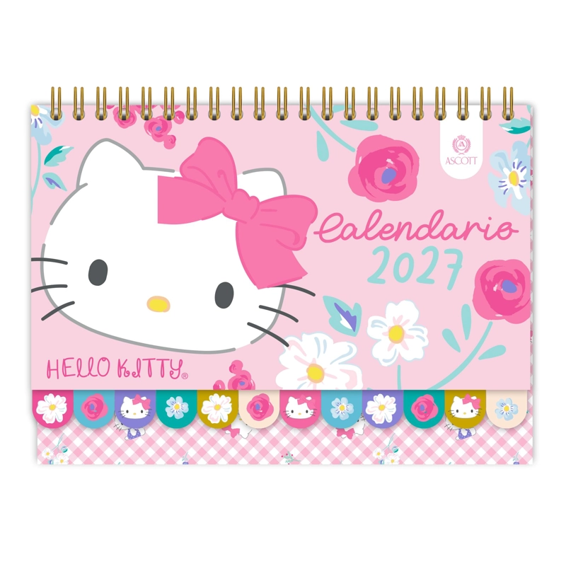 CALENDARIO ASCOTT HELLO KITTY FLORAL ROSA 2027 21X12 CM - 1