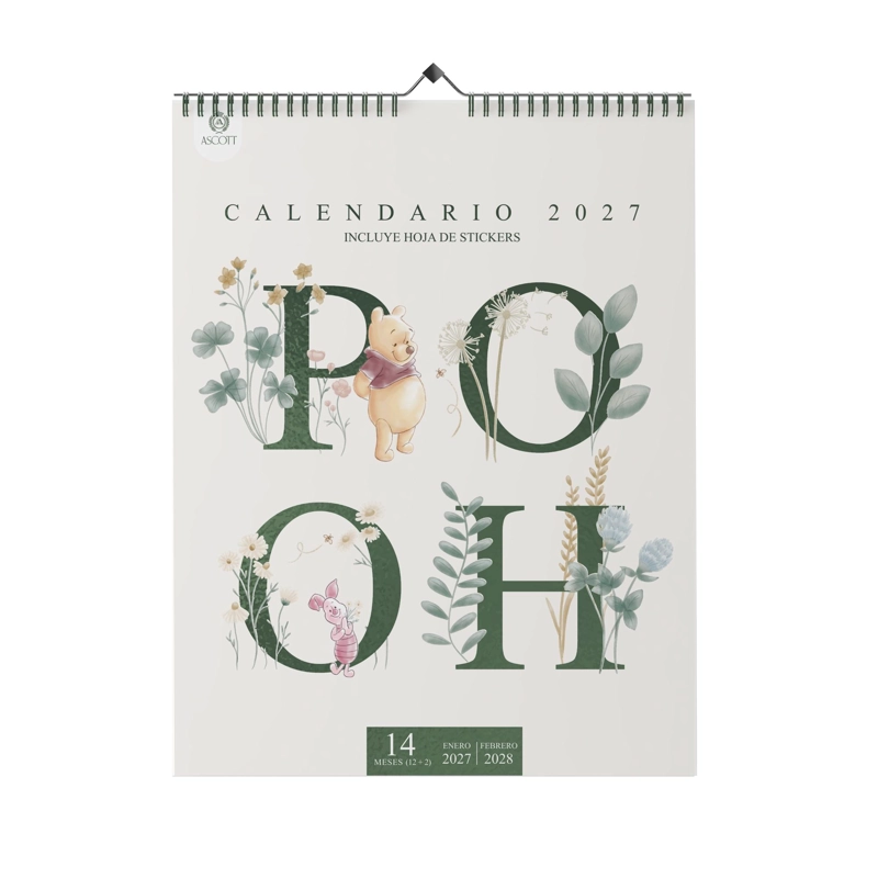 CALENDARIO PARED ASCOTT WINNIE POOH FLORAL GARDEN 2027 30X40 - 1