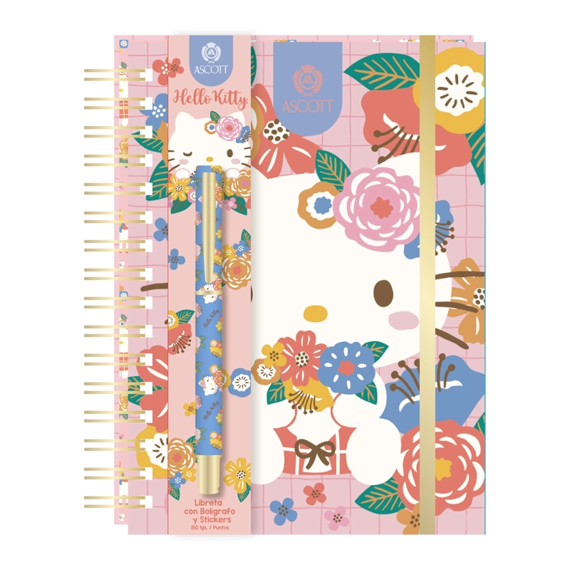 LIBRETA ASCOTT HELLO KITTY 60 HOJAS CINTA 16X21 CM CON LAPIZ - 1
