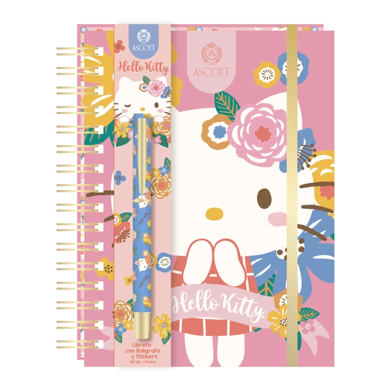 LIBRETA ASCOTT HELLO KITTY 60 HOJAS DRESS 16X21 CM CON LAPIZ - 1