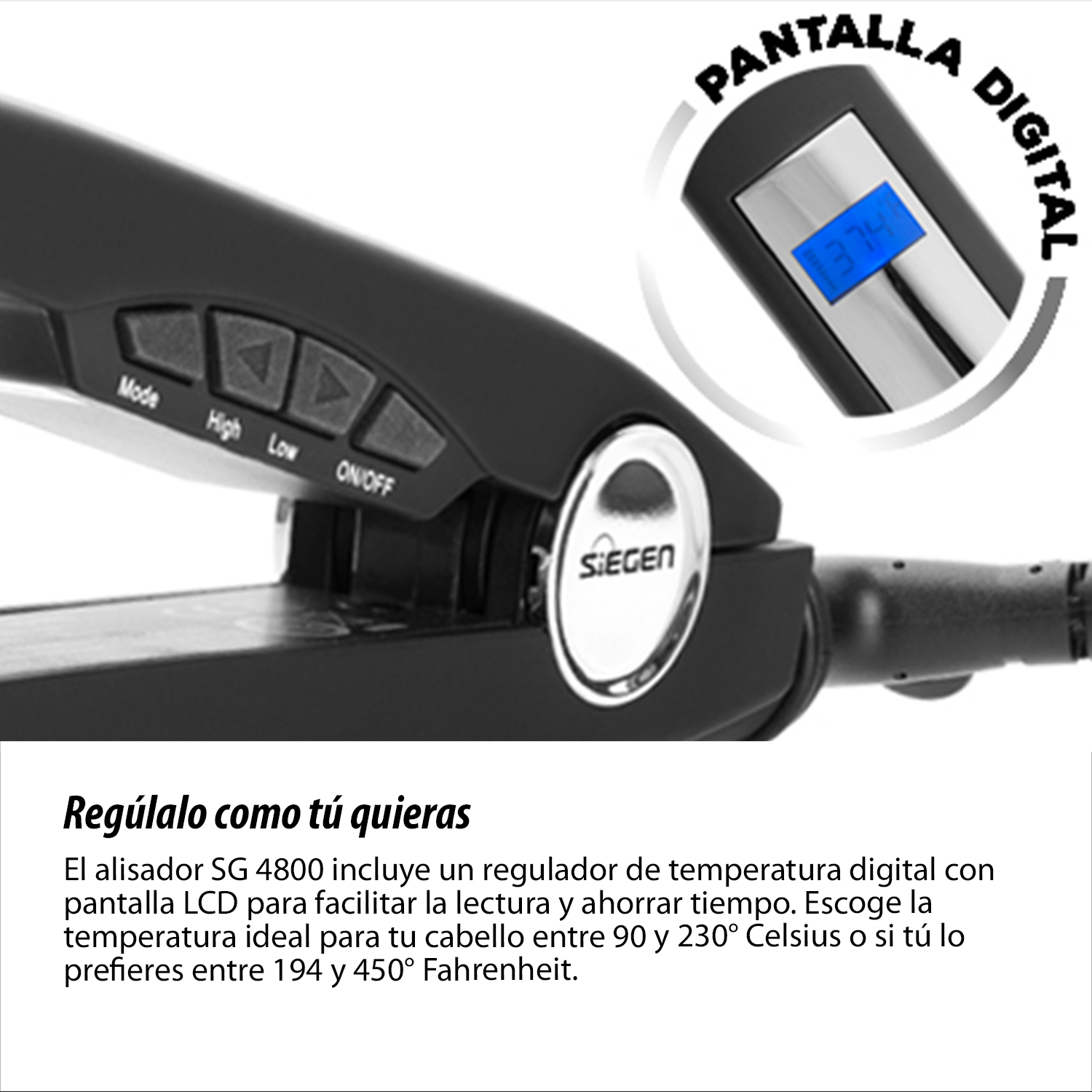 ALISADOR DE CABELLO SIEGEN SG-4800 PLACAS TITANIO - 10