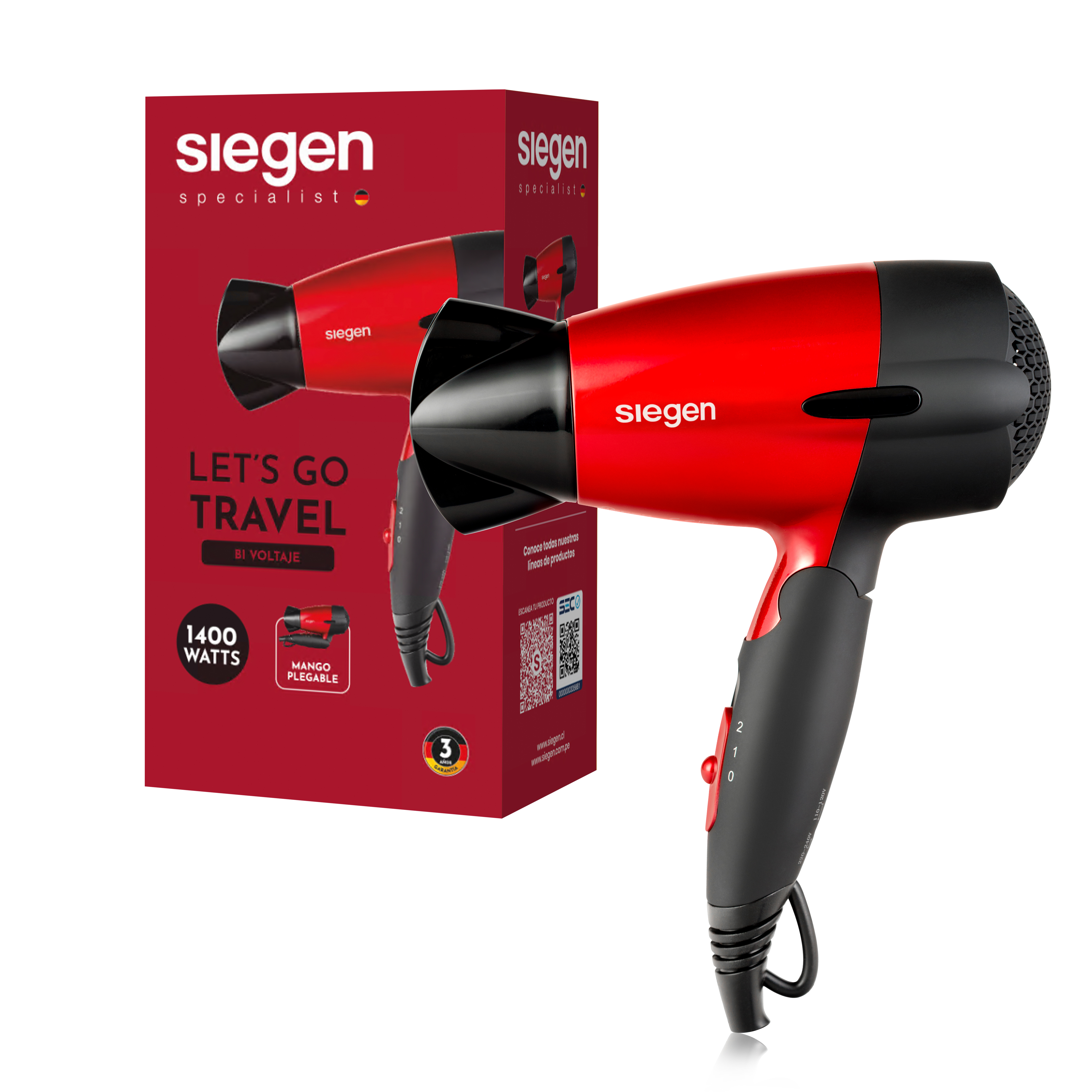 SECADOR DE PELO SIEGEN SG-3011 PLEGABLE - 1