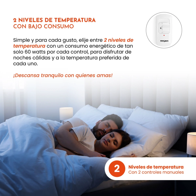 CALIENTA CAMA SIEGEN SG-5121D2 2 PLAZAS (150 X 140 CMS) - 3