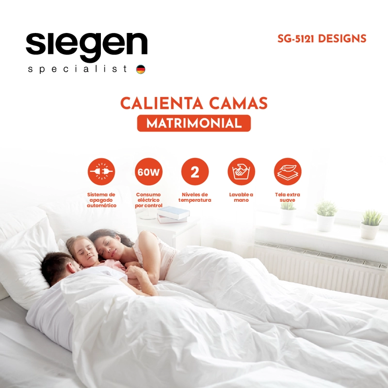 CALIENTA CAMA SIEGEN SG-5121D2 2 PLAZAS (150 X 140 CMS) - 5