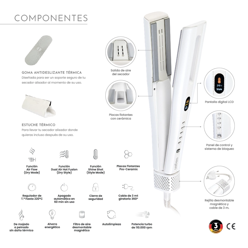 SECADOR DUO AIRFLOW STYLER 3 EN 1 SECADOR, ALISADOR SG-B5000 - 8