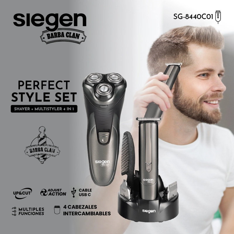 SET CORTAPELOS Y AFEITADORA SG-8440C01 4 EN 1+BASE CARGADORA - 3