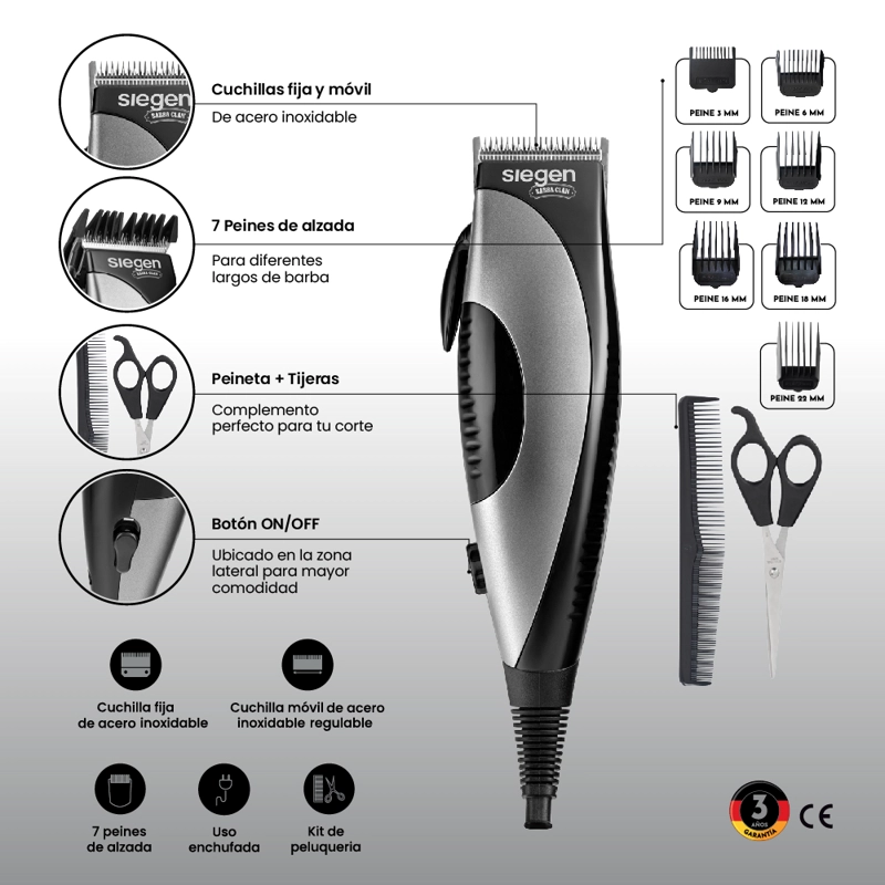 CORTAPELOS CLIPPER SG-8200C01 ACCESORIOS + 7 PEINES - 7